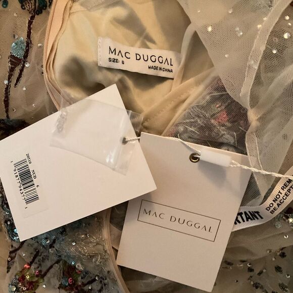 Mac Duggal 20510 Flutter Sleeve High Neck Embellished Floral Dress - Picture 13 of 13